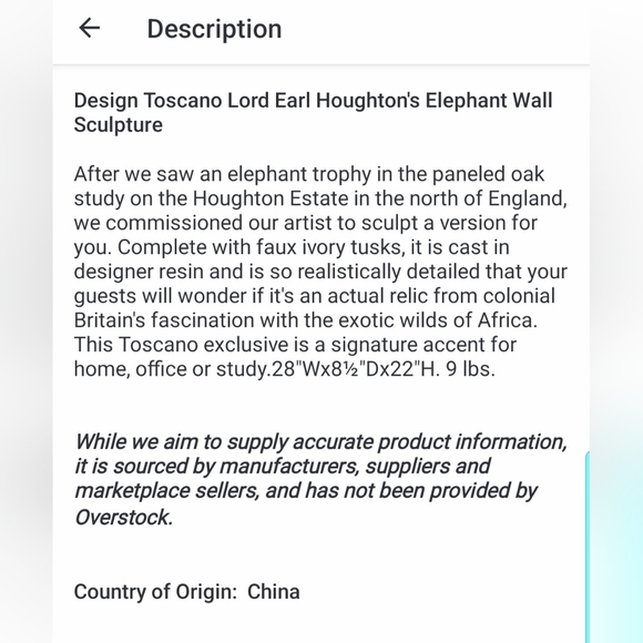 Design Toscano Lord Earl Houghton's Elephant   Wall Sculpture - Picture 11 of 11